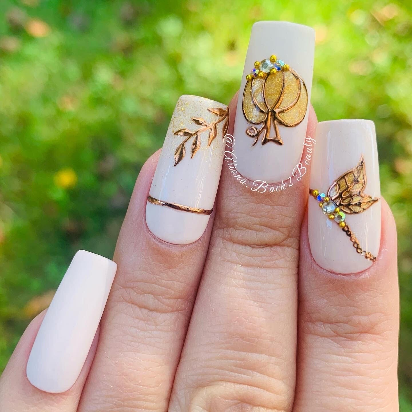 Elegant Fall Design/ Press On Nails with Glossy and Matte Finish/ Handpainted/ Thanksgiving Nails/ Glue On Nails/ Coffin/ Square/ Stiletto