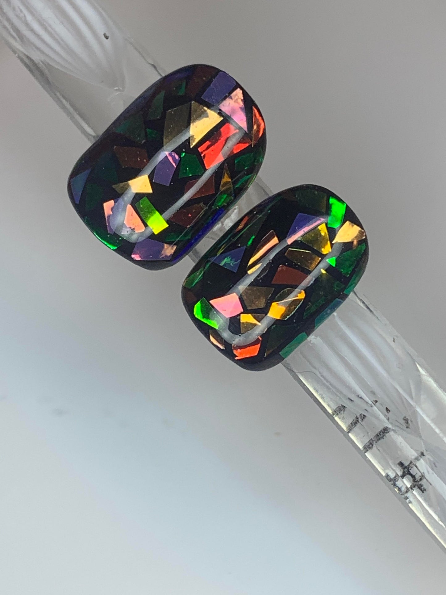 Shuttered Glass Press on Nails, Handmade Fake Nails, Reusable Nails