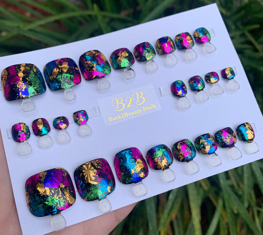 Colorful Festival Press On Toenails/ Carnival Press on Toenails