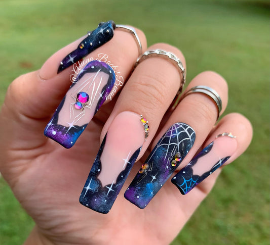 Cosmic Halloween  Nails/ Unique Halloween Nails/ Reusable Halloween Press on Nails