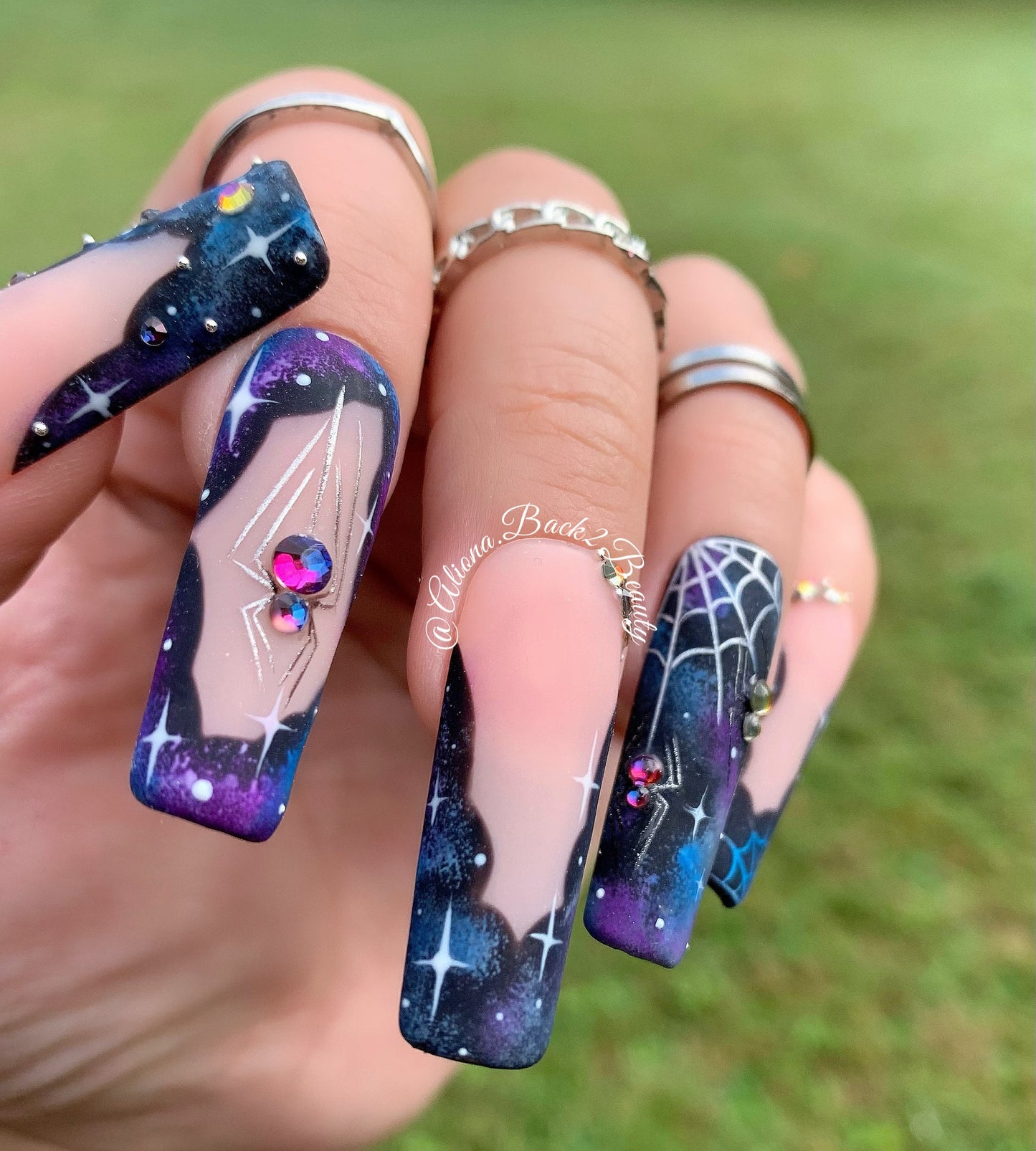 Cosmic Halloween  Nails/ Unique Halloween Nails/ Reusable Halloween Press on Nails
