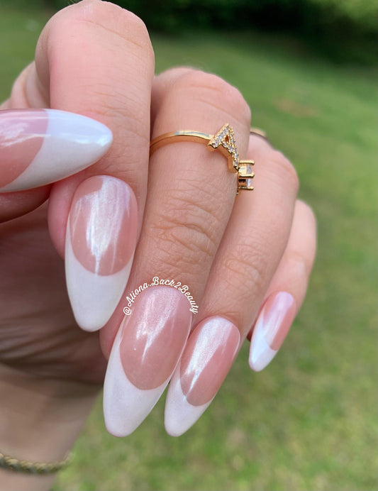 Classic Glazed Donut French Nails/ Elegant Nails/ Minimalistic Nails/ Short Press On Nails/ Reusable Fake Nails/ Trendy Nails/ Wedding Nails