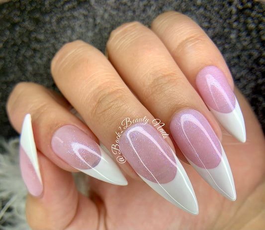 Luxury Pink and White French, Minimalistic Valentines Press on Nails, Elegant Press on Nails, Luxury Press On Nails
