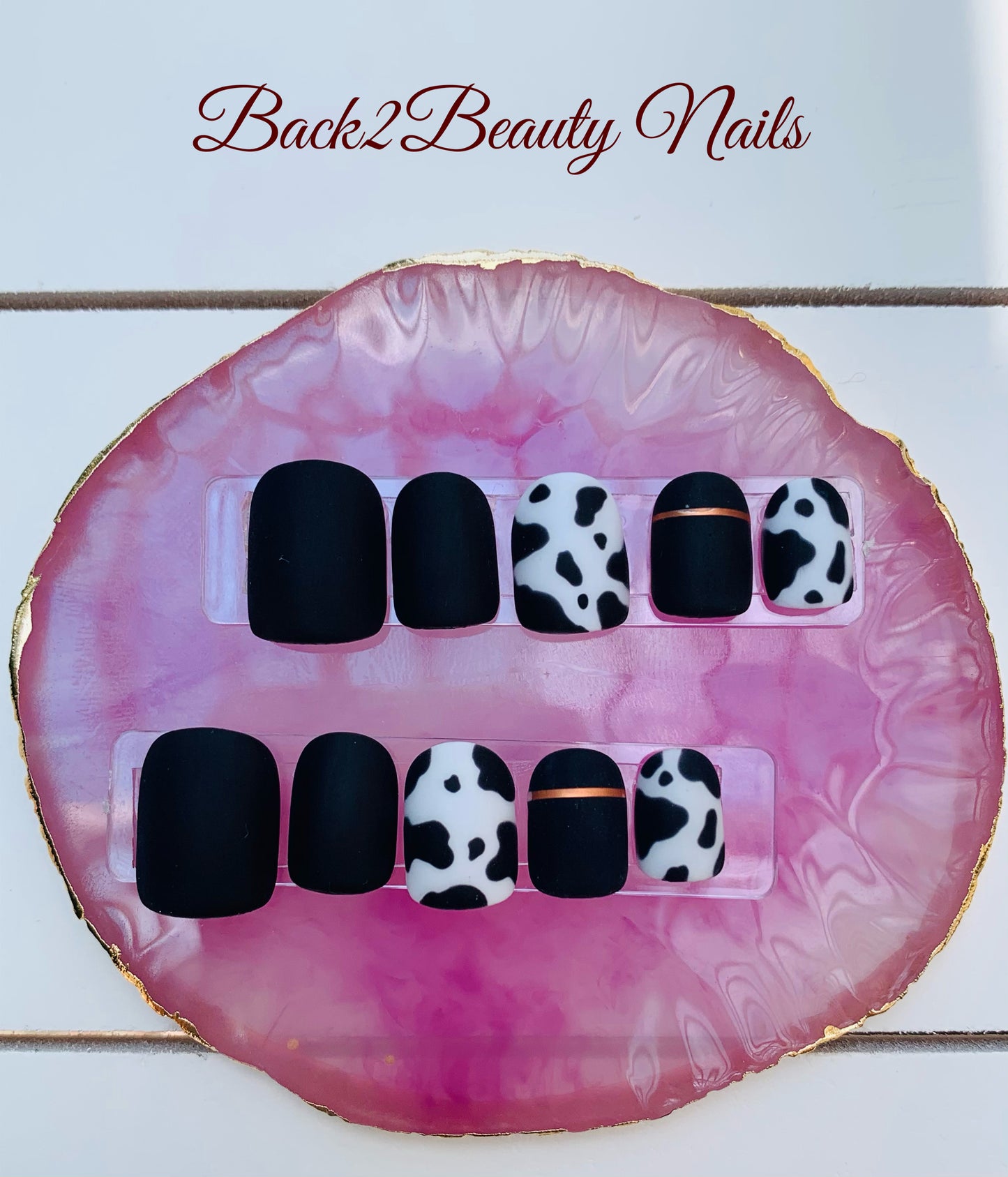 Reusable Cow Print Press On Nails, Handmade Western Style Nails